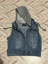 Ci Sono Vest Size Medium Denim Collection Sweatshirt Hooded Jacket Y2k