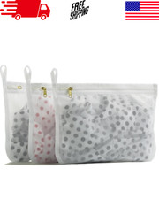 3 Pack Delicates Laundry Bags Fine Mesh Wash Bags for Bras Underwear Socks White