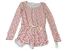 Junior Women's Size Medium BP. Undercover Print Ruffle Trim Thermal Sleep Romper