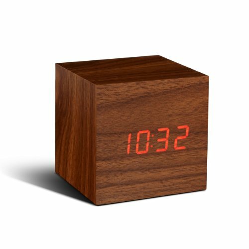 Gingko Brown Cube Walnut Click Clock with Red LED 13190₽