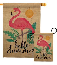 Summer Flamingo Garden Flag Coastal Tropical Decorative Gift Yard House Banner