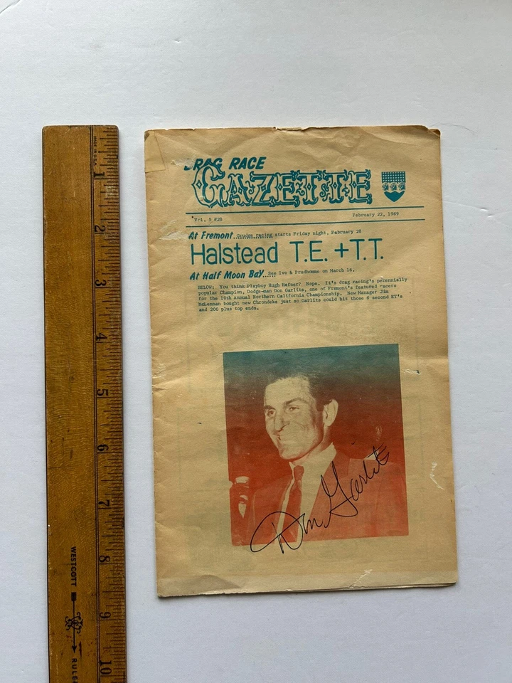 Don Garlits Big Daddy Autograph Autographed Rag Race Gazette 1969 RARE Racing - Image 3 of 4