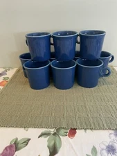 HLC Fiestaware Lapis Blue ? Set Of 10 Ring Mugs Preowned EUC