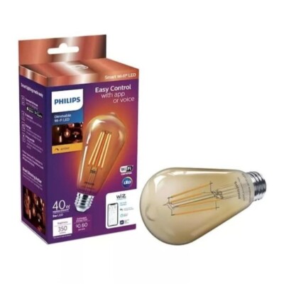 Philips Smart Wi-Fi LED Bulb 40W Equivalent Dimmable Amber 350 Lumens 5W E26