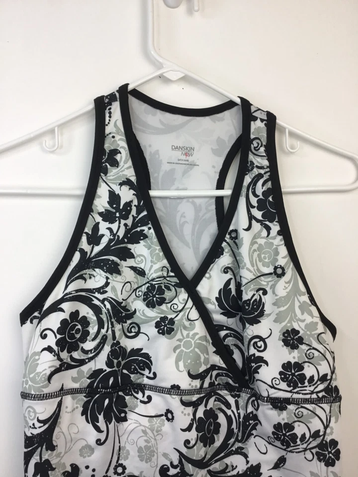 Danskin Girls Tank Black & White Floral Sleeveless Size Small  4-6 Top - Image 3 of 4