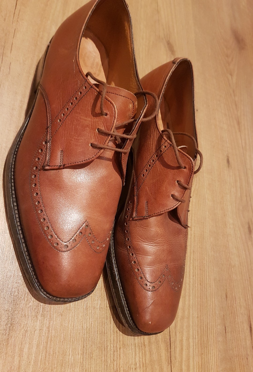Ely By Sanders Mens Brown Leather Shoes Uk 8.5 VINTAGE made in ENGLAND