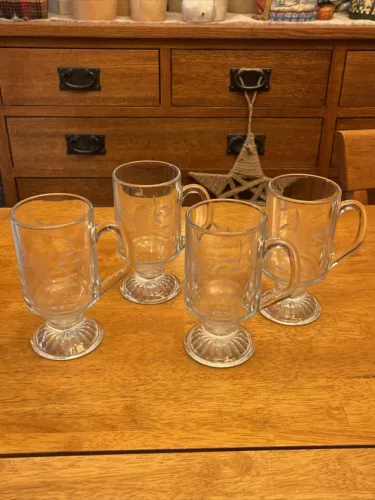 Vintage Princess House Crystal Etched  Coffee/Tea Mugs set of 4