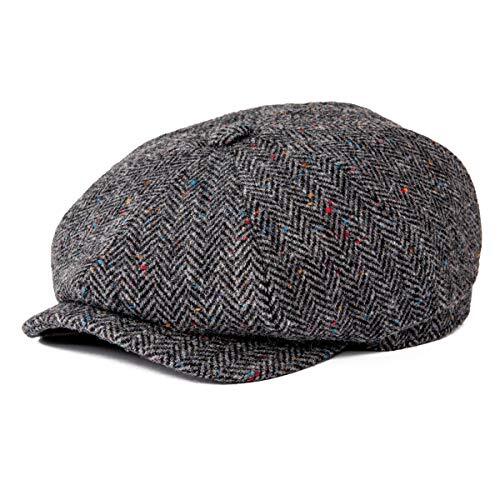 BOTVELA Men's 8 Panel Wool Blend Newsboy Flat Cap 7 7/8 Flecked