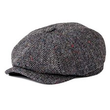 BOTVELA Men's 8 Panel Wool Blend Newsboy Flat Cap 7 7/8 Flecked Grey