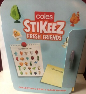 Coles New Stikeez Fresh Friends Folder (CASE & game board ) with 9 friends 