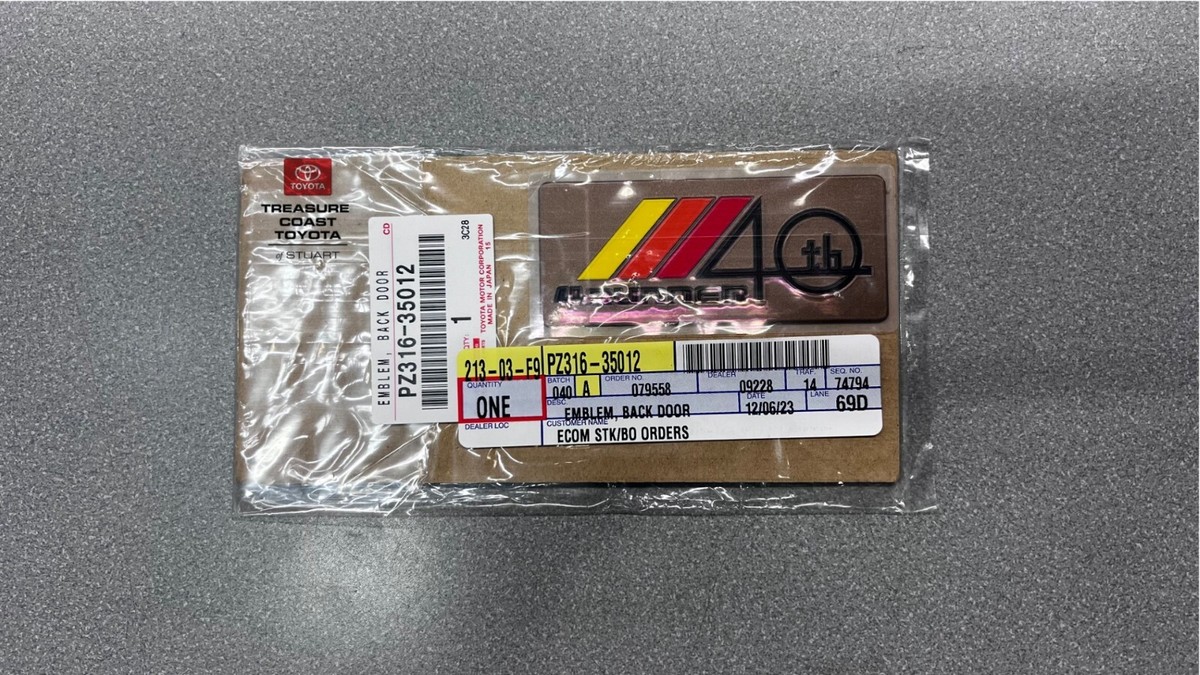 NEW OEM TOYOTA 4RUNNER 40TH ANNIVERSARY BACK DOOR EMBLEM | eBay