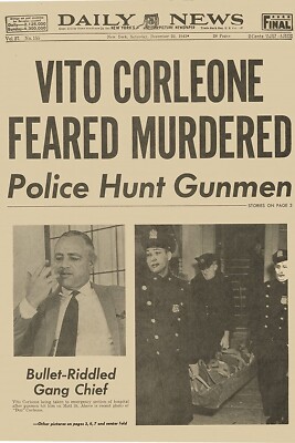 Vito Corelone Feared Dead Headlines Poster 16x24 Godfather