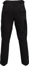 Black Solid Military Rip-Stop BDU Cargo Bottoms Fatigue Trouser Pants