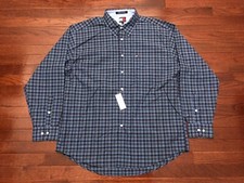NEW 2002 TOMMY HILFIGER BUTTON DOWN SHIRT MENS XL BLUE PLAID VINTAGE NWT v e