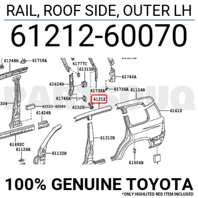 ジュエリー 6121260070 Genuine Toyota RAIL, ROOF SIDE, OUTER LH 61212-60070 | eBay