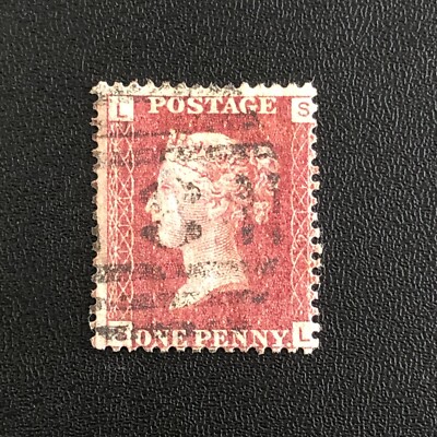 1868 GB 1d STAMP - PENNY RED PLATE 114 -LETTERS S L QUEEN VICTORIA