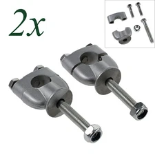 2x Silver 22mm 7/8" Handle Bar Riser Mount Clamps For Motorcycle Dirt Bike ATV