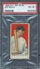 1909 E101 Art Devlin PSA 1 New York Giants