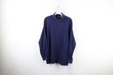Vtg 90s Streetwear Mens XL Faded Blank Long Sleeve Turtleneck T-Shirt Blue USA