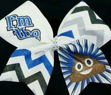 Cheer Bow - I 'my The Poop Emoji - Glitter - Hair Bows