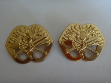 Lot Of 2 Military Gold Tone Metal Belt BUCKLES