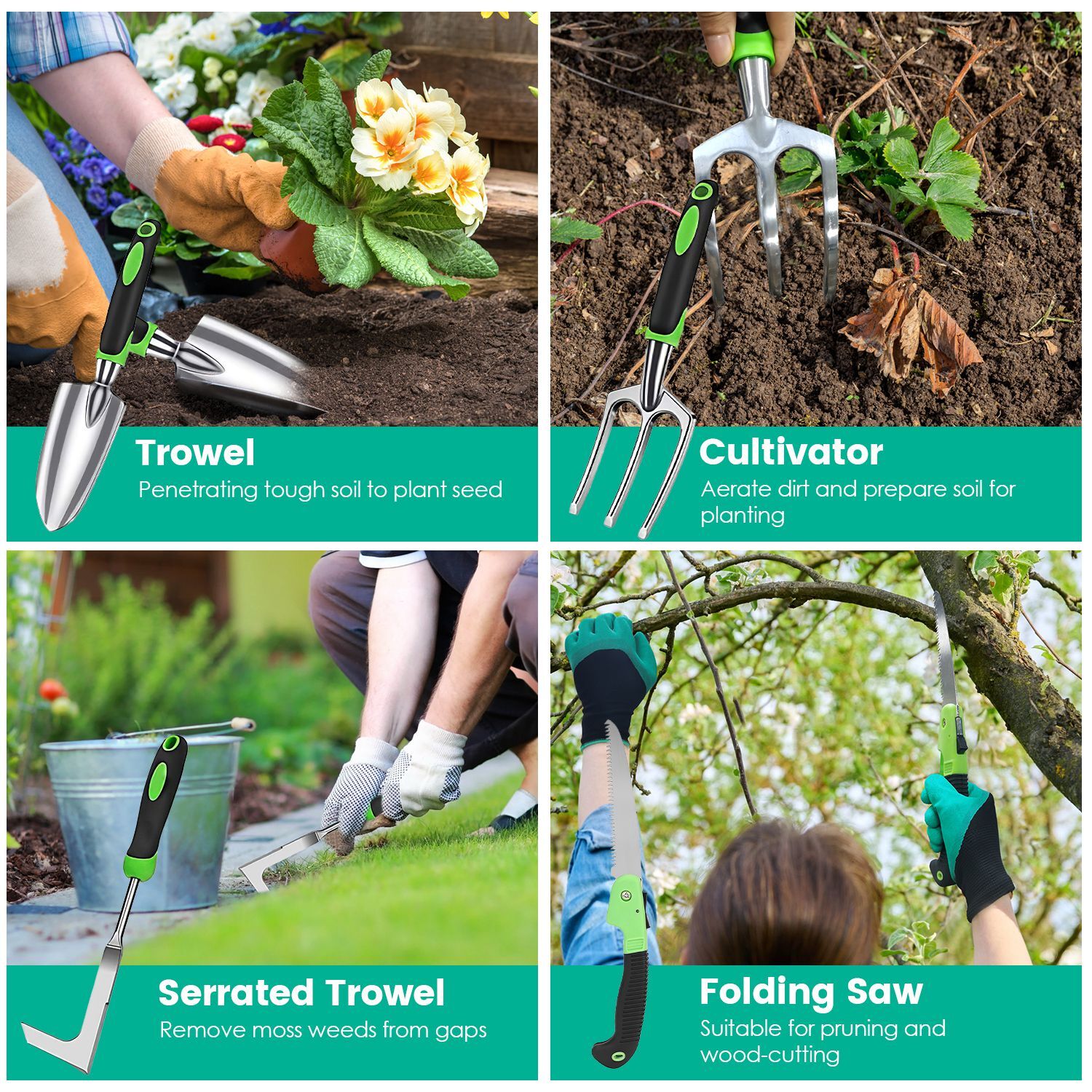 Direct Planting Tools 13Pcs Garden Tool Kit Aluminum Alloy Hand Tools for Plant Gardening