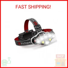Victoper Rechargeable Headlamp, 8 LED 18000 High Lumen Bright Head Lamp with Red