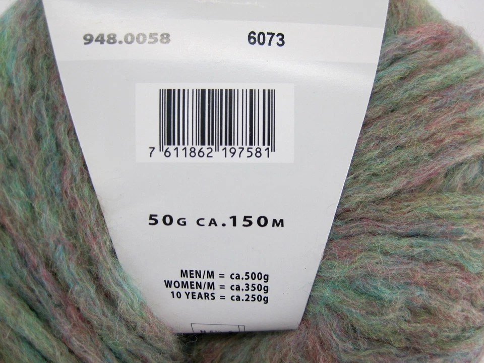 Lang Yarns Mila Superwash Wool Multicolor Green Purple Italy Ball Yarn - Image 4 of 4