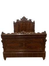 Antico letto in legno di mogano epoca fine XIX secolo largo cm 150