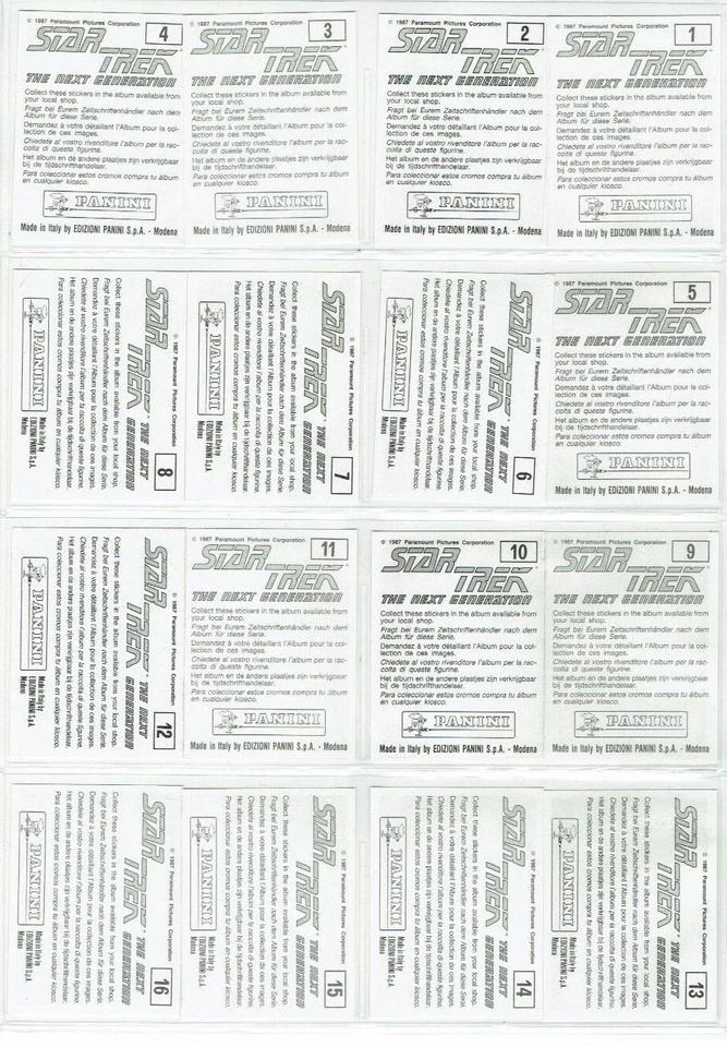 Panini 1987 Star Trek Next Generation Complete 240 Panini Sticker Set NEW UNUSED - Image 2 of 4