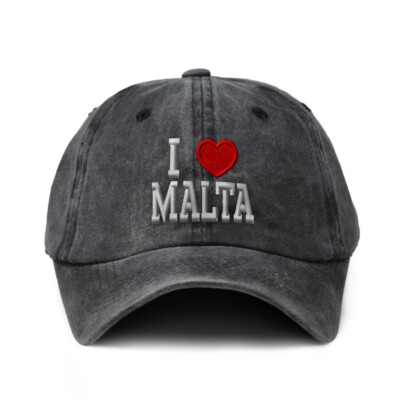 Soft Washed Baseball Cap I Love Malta I Love Cotton Dad Hats for Men & Women