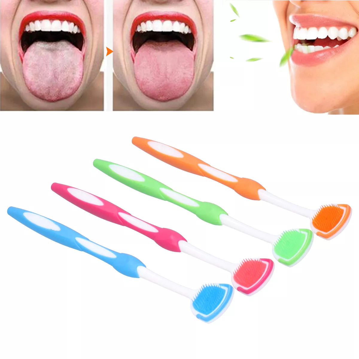 Orabrush Tongue Scraper Tongue Cleaner Helps Fight Bad Breath,4 Tongue  Scraper