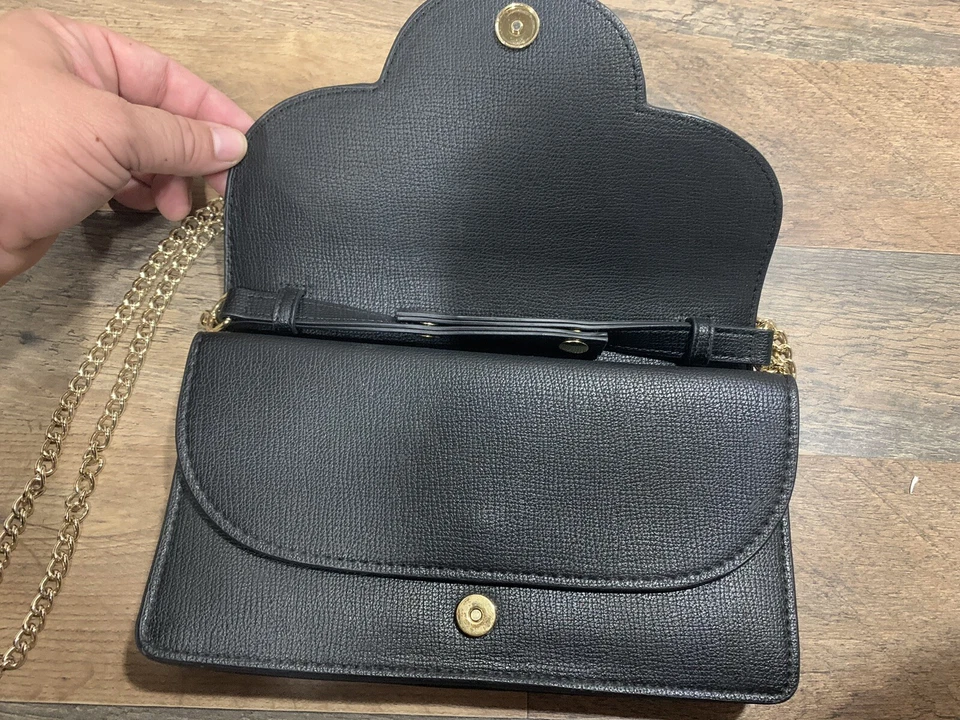 Bolso sin asas/bross convertible con correa de cadena de oro negro GIANNI BINI Foto 3 de 4