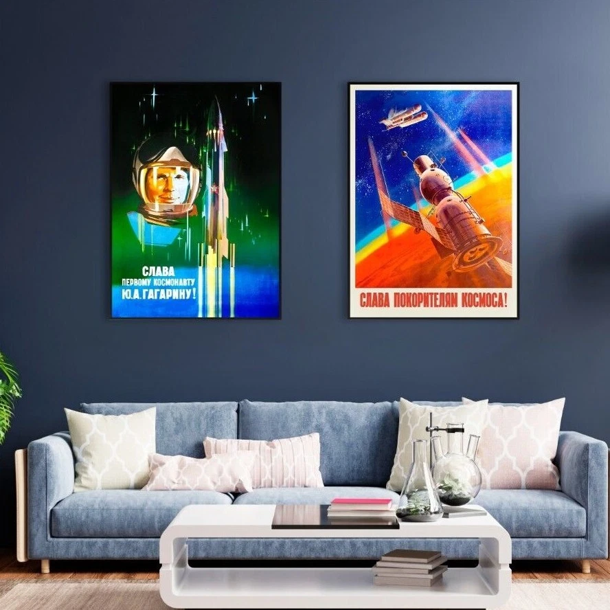 Glory! (Yuri Gagarin), USSR, 1961 — Soviet vintage space poster, soviet space - Image 2 of 4