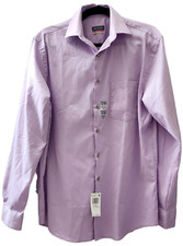 Van Heusen Men Purple Stain Shield Regular Fit Stretch Dress Shirt M 15-15.5