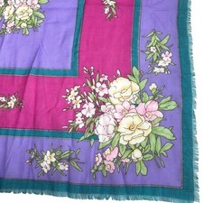 LIZ SINCLAIR Vintage Scarf 30" Square Purple and Pink Print