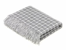 Merino Lambswool Throw Blanket - Athens Check - Gray - Made in England