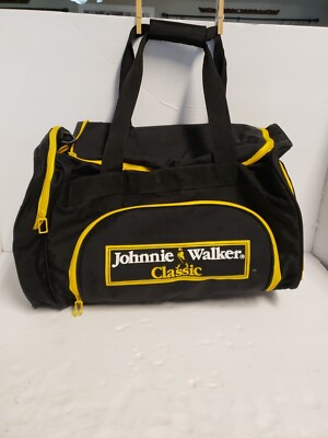 JOHNNIE WALKER CLASSIC CARRY ON TRAVEL GYM DUFFEL BAG MINT BLACK YELLOW