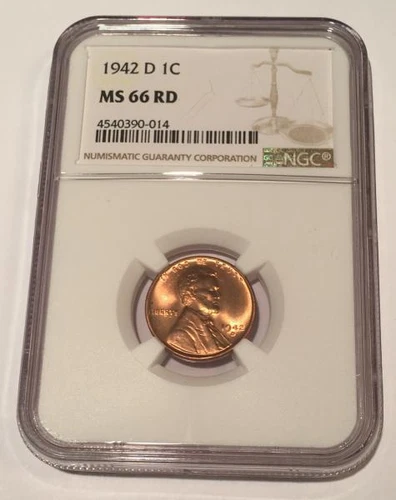 1942 D Lincoln Cent NGC MS 66 RD #1