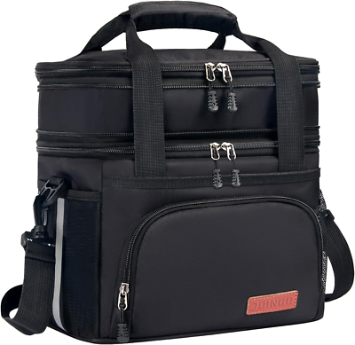 Large Insulated Lunch Bag For Men & Women - Dual Compartment, Easy Clean, Durable (Tirrinia)