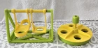 VINTAGE 2 PC LOT FISHER PRICE LITTLE PEOPLE PLAYGROUND SWING SET MERRY GO ROUND