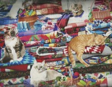Cats kittens and quilts cute Timeless Treasures fabric