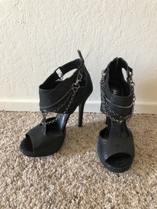 aldo black open toe heels