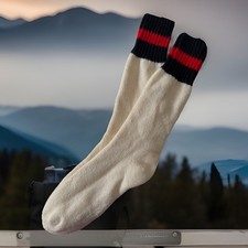 Vintage Socks 10-13 1980's Crew Thick Warm Striped 19"