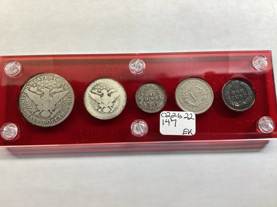 1900 Silver Birth Year Set of 5 Coins in Capital Holder 022622 147ek - Image 2 of 4