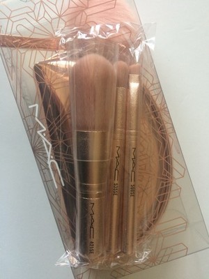 MAC Pinsel Set 3-tlg. Mini Brush Kit NEU Roségold inklusive Tasche