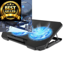 LIENS Laptop Cooling Pad with Adjustable Height Two 5.1 Inches Fan 2 black
