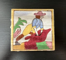 Antique AETCO American Faience European Style Art Tile, Traditional Tradesman
