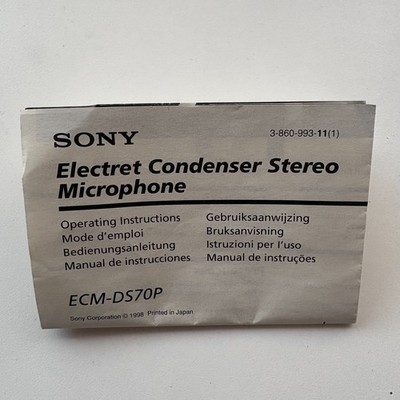 Bedienungsanleitung SONY Electret Condenser Stereo Microphone ECM-DS70P - Manual