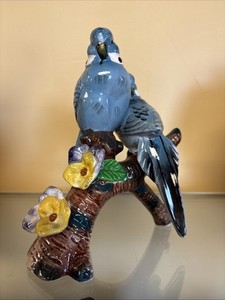 Vintage Blue Parkeets On Branch Figurine 6.5" Thames Japan